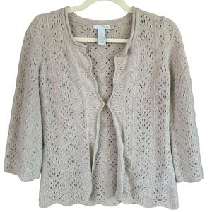 TWEEDS Women's Cardigan Sweater 3/4 Bell Sleeves‎ Angora Wool Blend